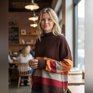 NWT beachlunchlounge Portia Sweater Color block  Striped XL